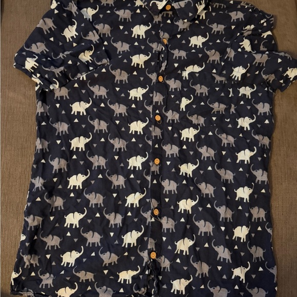 Kids' Elephant Print Shirt - Navy - Picture 2 of 3